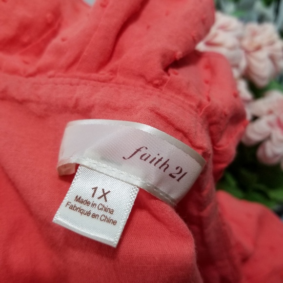 [faith 21] melon swiss dot ruffle wrap mini dress - Picture 6 of 7